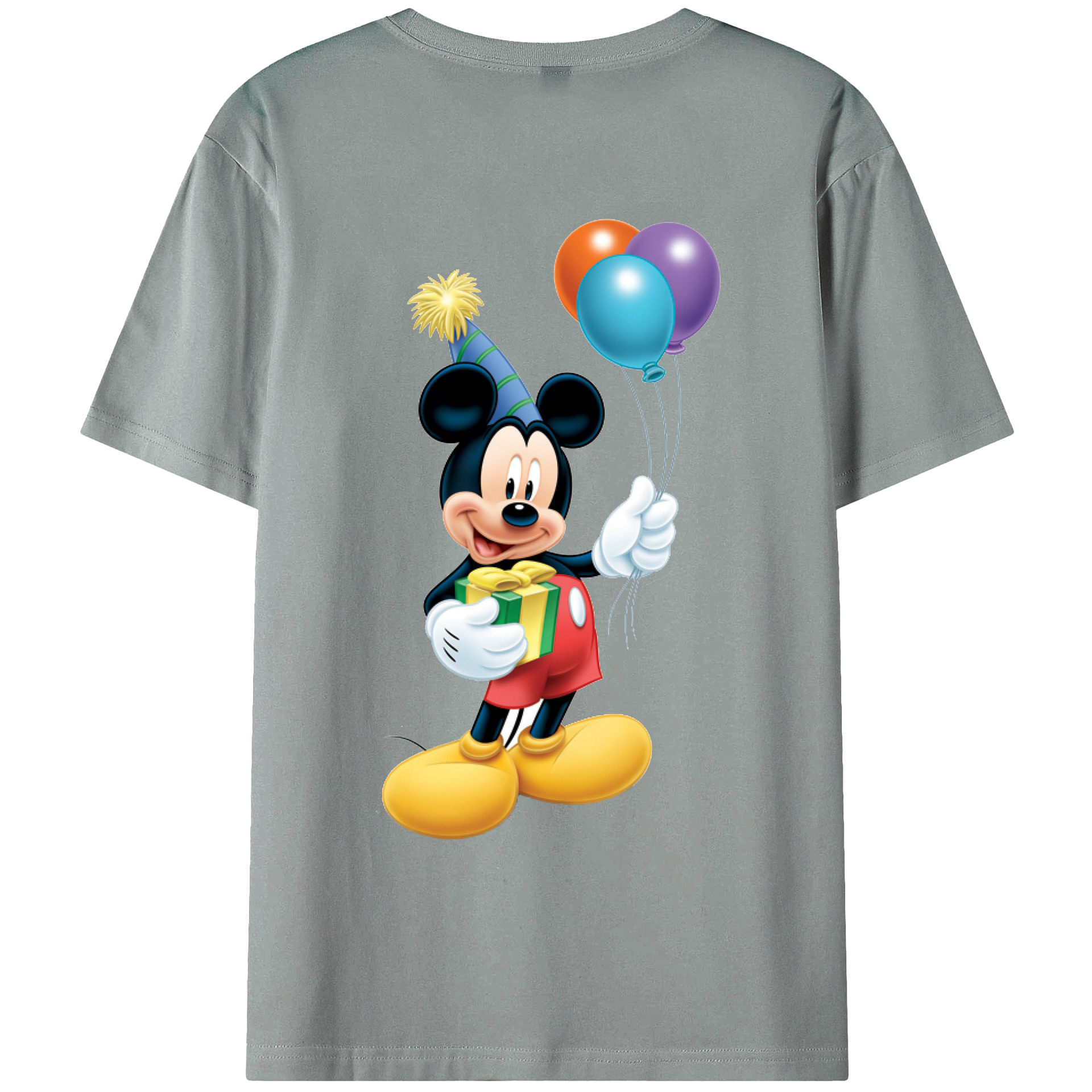 ミッキーマウス Mickey Mouse 綿100％ メンズ半袖Tシャツ（バックプリント） 通気性